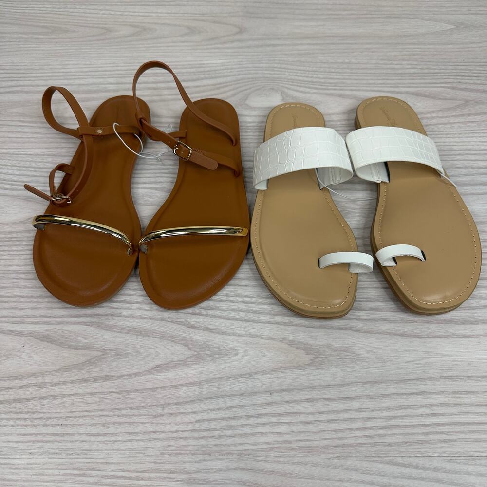 Universal Thread Bundle Flat Sandals 8.5 Brown Wh… - image 3